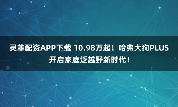 灵菲配资APP下载 10.98万起！哈弗大狗PLUS开启家庭泛越野新时代！